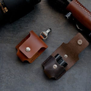 Leather battery holder Camera battery case Leather camera battery bag EN EL keychain case Photographer and videographer gift
