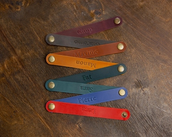 Leather Name Napkin Rings: Multi-colored Napkin Holders, Handmade Table Decor, Family Gift