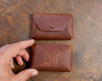 Personalized Leather USB Holder, Handmade USB Pouch, Photographer Gift Card Case, Coin Purse