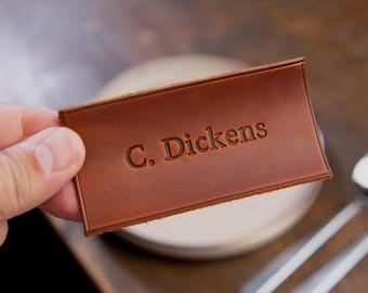Leather Wedding Place Cards, Name Guest Seating Card, Personalized Name Tag, Thanks Giving Decor