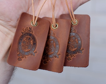 Personalized Leather Item Tags, Wedding Favor Labels, Handmade Name Tag