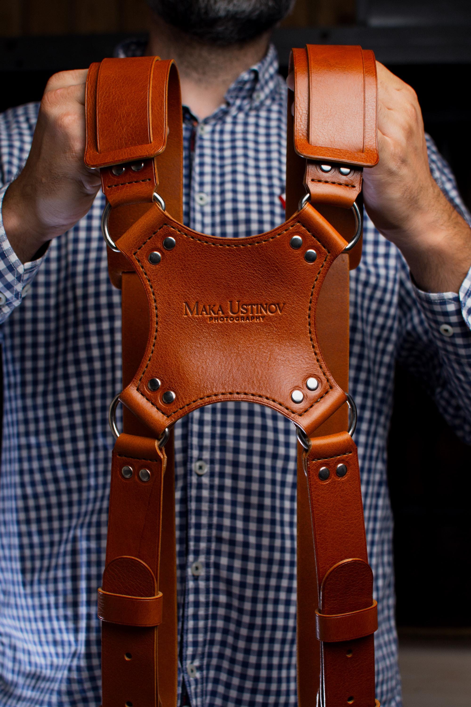 Leather Dual Camera Strap with Shoulder Pads: Personalized Dslr Double…