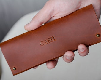 Leather Cash Envelope: Handmade Dollar Bill Holder