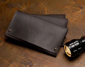 Personalized Photo Envelope 4x6 inch: Leather Cash & Document Holder, Photographer Gift Case