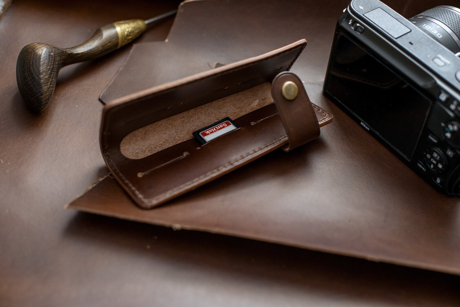 SD card holder Personalized SD card case Leather card Etsy