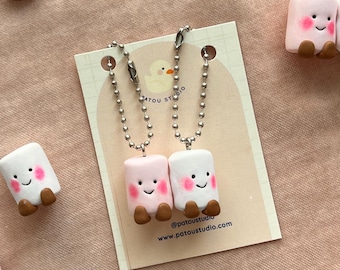 Handmade Miniature Marshmallow Magnet Keychain