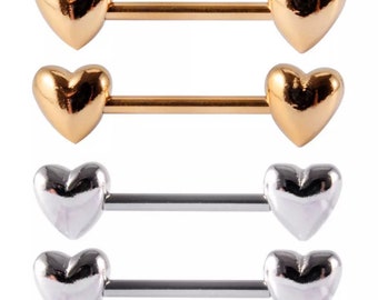 Chirurgisch staal Hart tepel bar goud, zilver en roségoud! Nu verkrijgbaar in paren!!