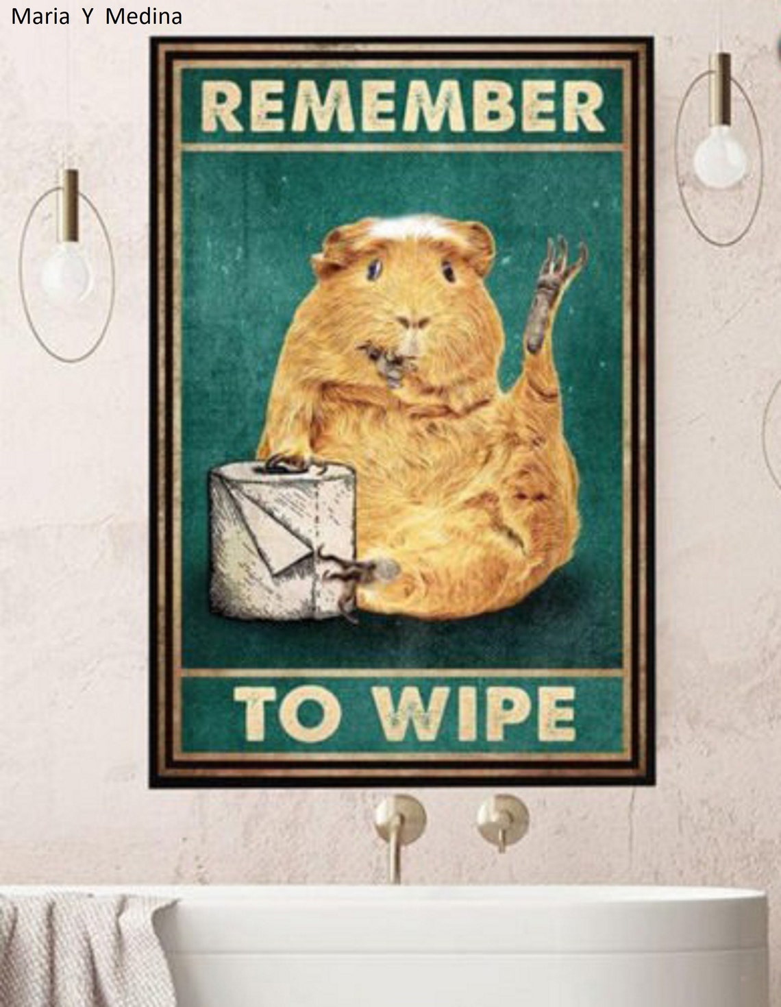 Vintage Guinea Pig With Toilet Paper Roll Remember To Wipe Etsy
