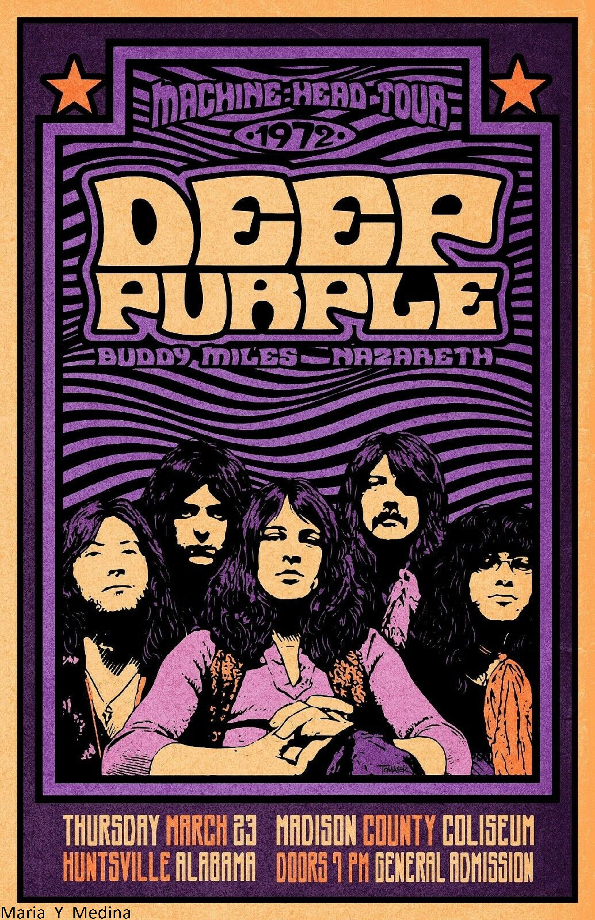 Deep Purple 1972 Concert Poster Music Poster Unframe | Etsy