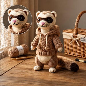 Cozy Ferret Crochet Pattern | Standing Amigurumi PDF (Instant Download)