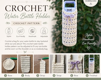 Crochet Water Bottle Holder Pattern, Boho Crossbody Bag, Beginner Friendly PDF