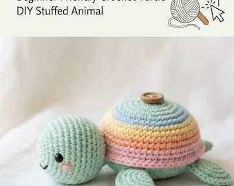Rainbow Shell Turtle Crochet Pattern, Beginner Amigurumi PDF (Digital Download)