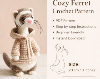 Cozy Ferret Crochet Pattern | Beginner Friendly Amigurumi PDF (Instant Download)