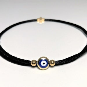 Evil Eye Bracelet with Gold Cross for Women and Men, Double Protection Bracelet, Personal Amulet with Evil Eye, Personalized Gifts Friends