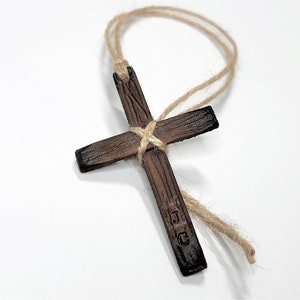 Croix en cuir personnalisée : breloque pour rétroviseur, cadeau chrétien de Noël, véhicule neuf