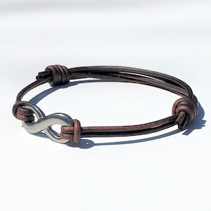 Infinity Leather Bracelet for Men and Women Adjustable and - Etsy