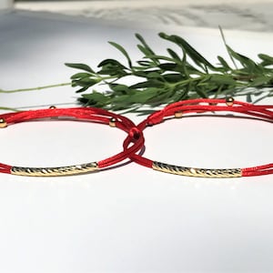 Red String Bracelet Set: 18K Gold Plated, Adjustable Friendship Bracelets