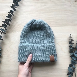 Child Double Brim Knit Hat: Light Grey