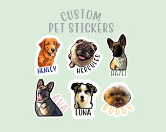 Custom Pet Stickers - Laptop Sticker, Stickers, Water Bottle Sticker, Stationery, cartoon, Pet lovers, Dog mom dad, Cat lady, House pet