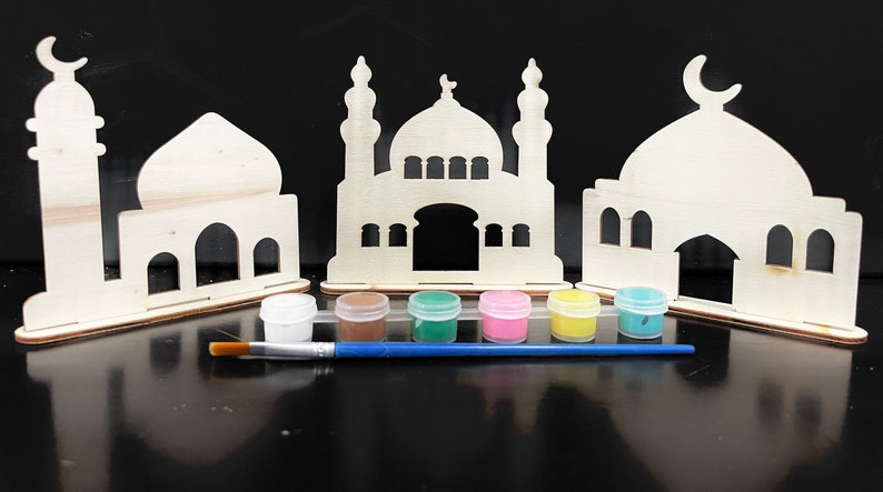 Paint Your Own Masjid DIY Wood Ramadan Eid Activity Masjid image 1