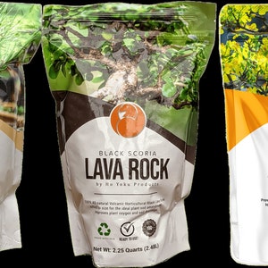 Akadama, American Pumice and Black Lava Rock (Scoria) By Ho- Yoku Products | 3 Piece Set (1 Bag of Each) | 2.48 L Bags