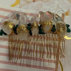 Quartz and Crystal Hair Comb
