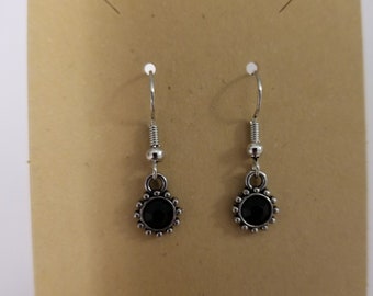 Black with Silver Border Earrings