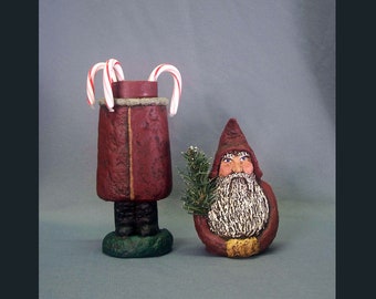 Belsnickel Santa Candy Container, Handmade Paper Mache Christmas Belsnickle