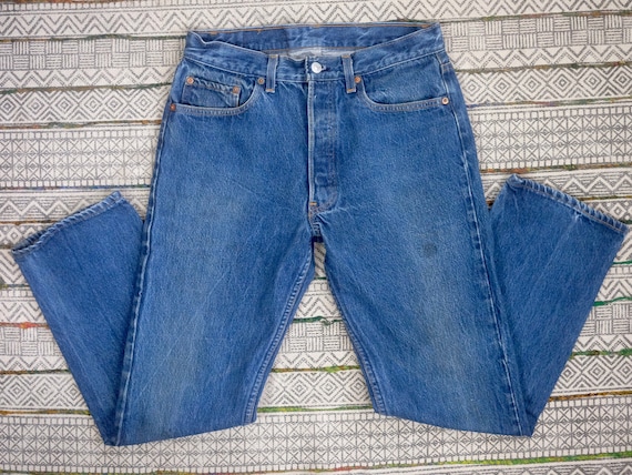 80s 90s Vintage Levi's 501 Indigo Denim Jeans Med… - image 1