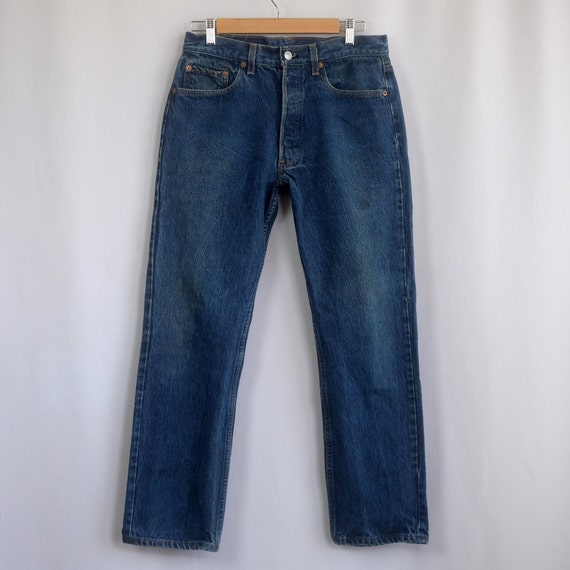 80s 90s Vintage Levi's 501 Indigo Denim Jeans Med… - image 2