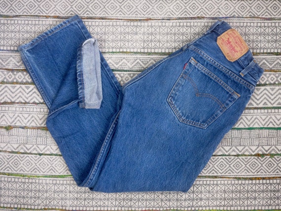 80s 90s Vintage Levi's 501 Indigo Denim Jeans Med… - image 3