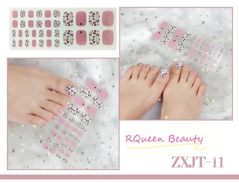 valentine nails pink nail wraps Nail wraps,toe nail wraps,leopard print