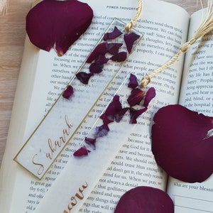 Personalise gift  , birthday gift, gift for teacher , floral bookmark , Rose petals , gift for her , Christmas gift , year end gift