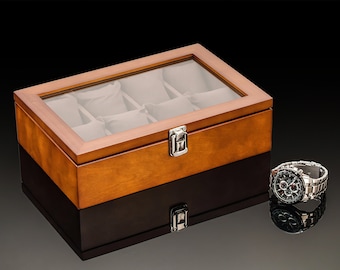 Vintage Wooden Watch Box | Holds up to 8 Watches | Unique Watch Case | Wooden Watch Box | Perfect Gift or Treat!