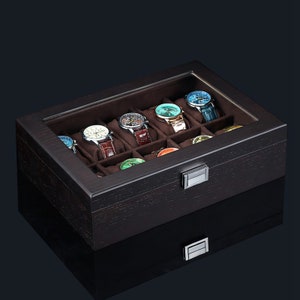 Vintage Wood Watch Box | 10-Slot Display Case