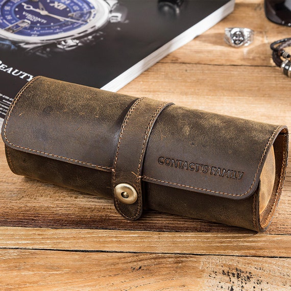 Leather Watch Travel Case | Vintage 3-Slot Watch Box