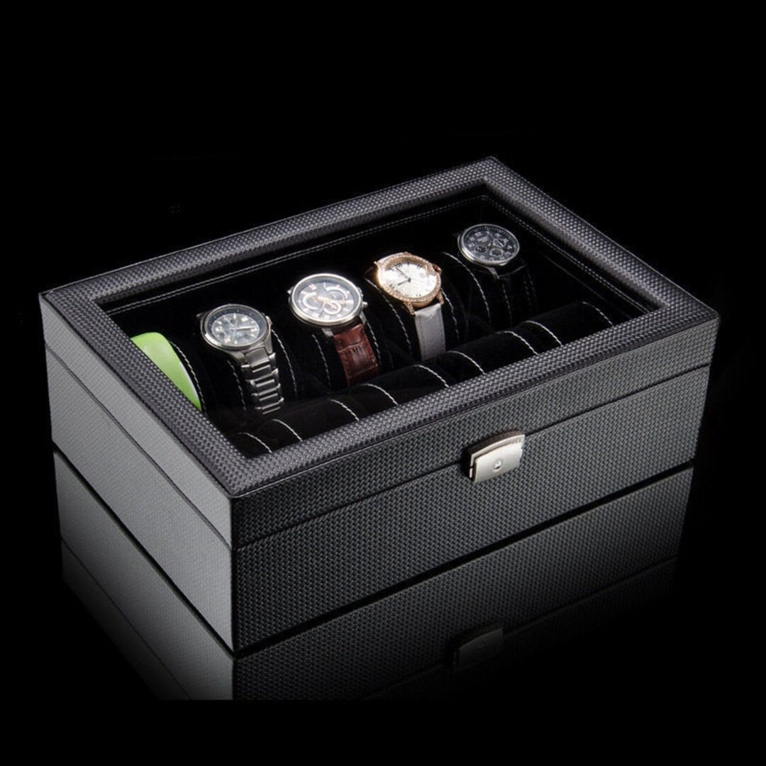 Carbon Fiber Watch Box for 10 watches Unique Storage Box for - Etsy Polska