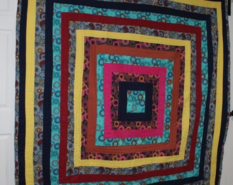 African Print Housetop Quilt Pattern (Full Size - Queen)