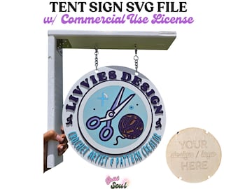 Circle Logo Tent Sign & Dropdown SVG Template | For Commercial Use | DIY Laser Cut File