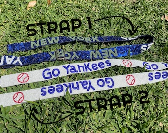 Yankees Bag Strap, New York Yankees Accessories, Purse Strap, Yankees Crossbody Strap, NY Bag Accessories, Beaded Yankees Crossbody Strap,