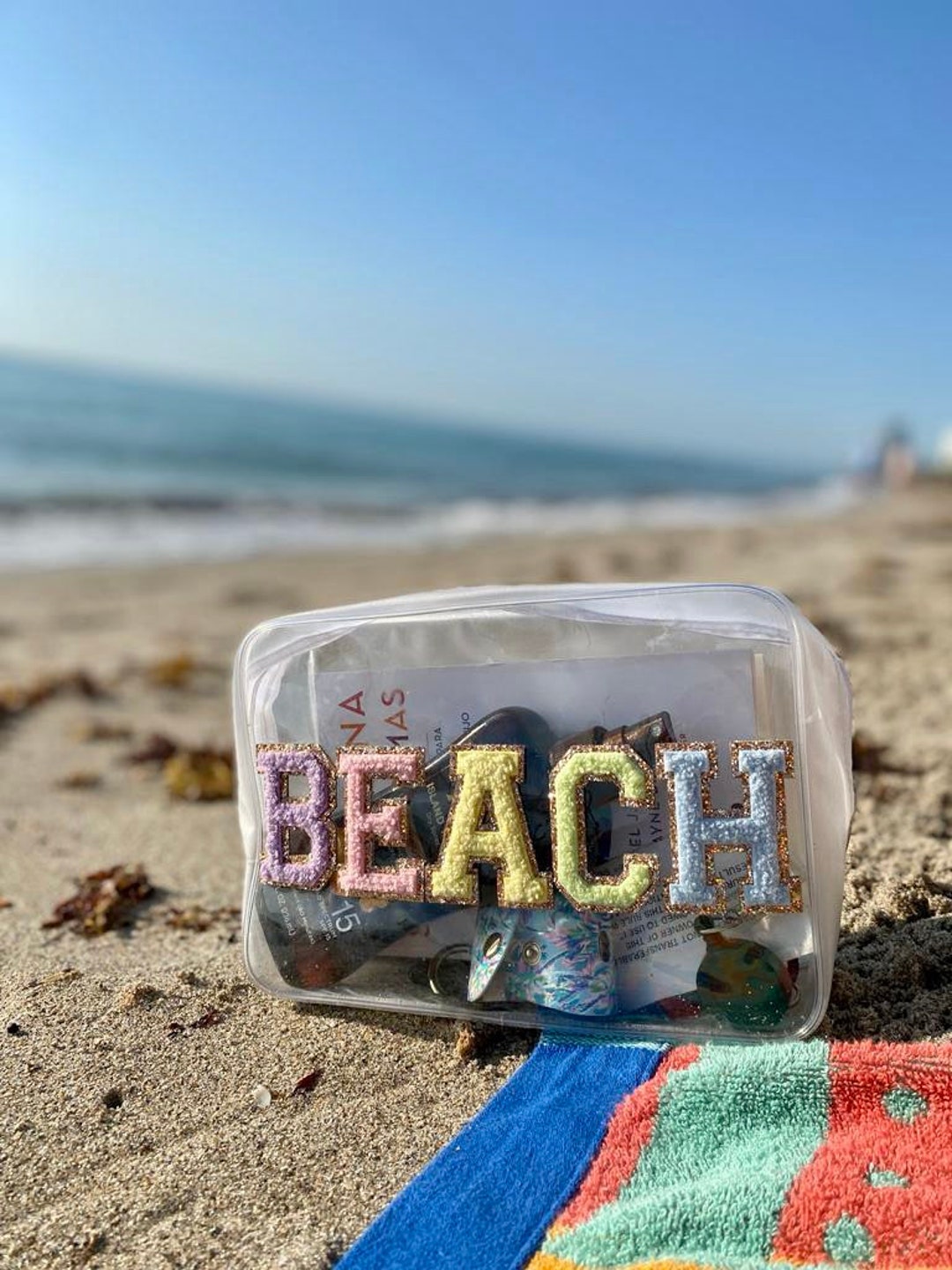 Personalized XL Clear Toiletry Bag, Travel Makeup Cosmetic Bag, Snacks ...