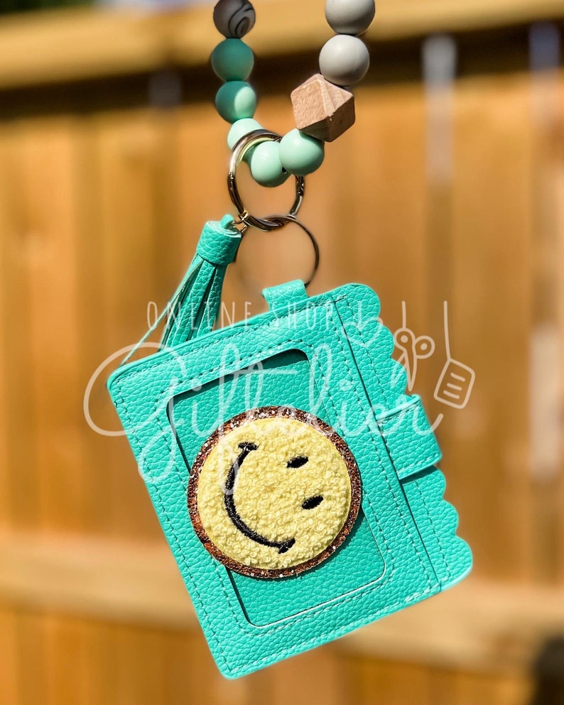 Keychain Wallet With Chenille Letter Customized Gift Etsy