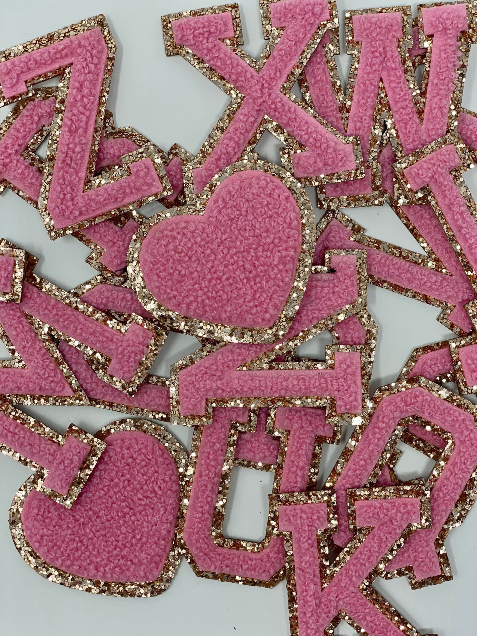 Pink Varsity Glitter Letter Chenille Initial Patch Iron On Etsy