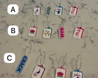 Mahjong wine glass charms
