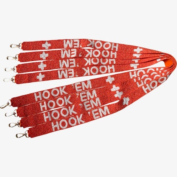 University of Texas Hook 'Em Bag Strap, Longhorns Accessories, Purse Strap, Crossbody Strap, Beaded U of Texas Crossbody Strap, Hook 'Em