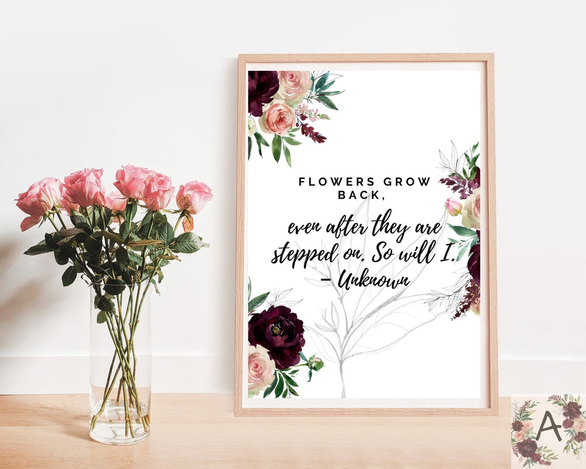 Floral Art Quotes Digital Art Quotes About Life Printable Etsy UK