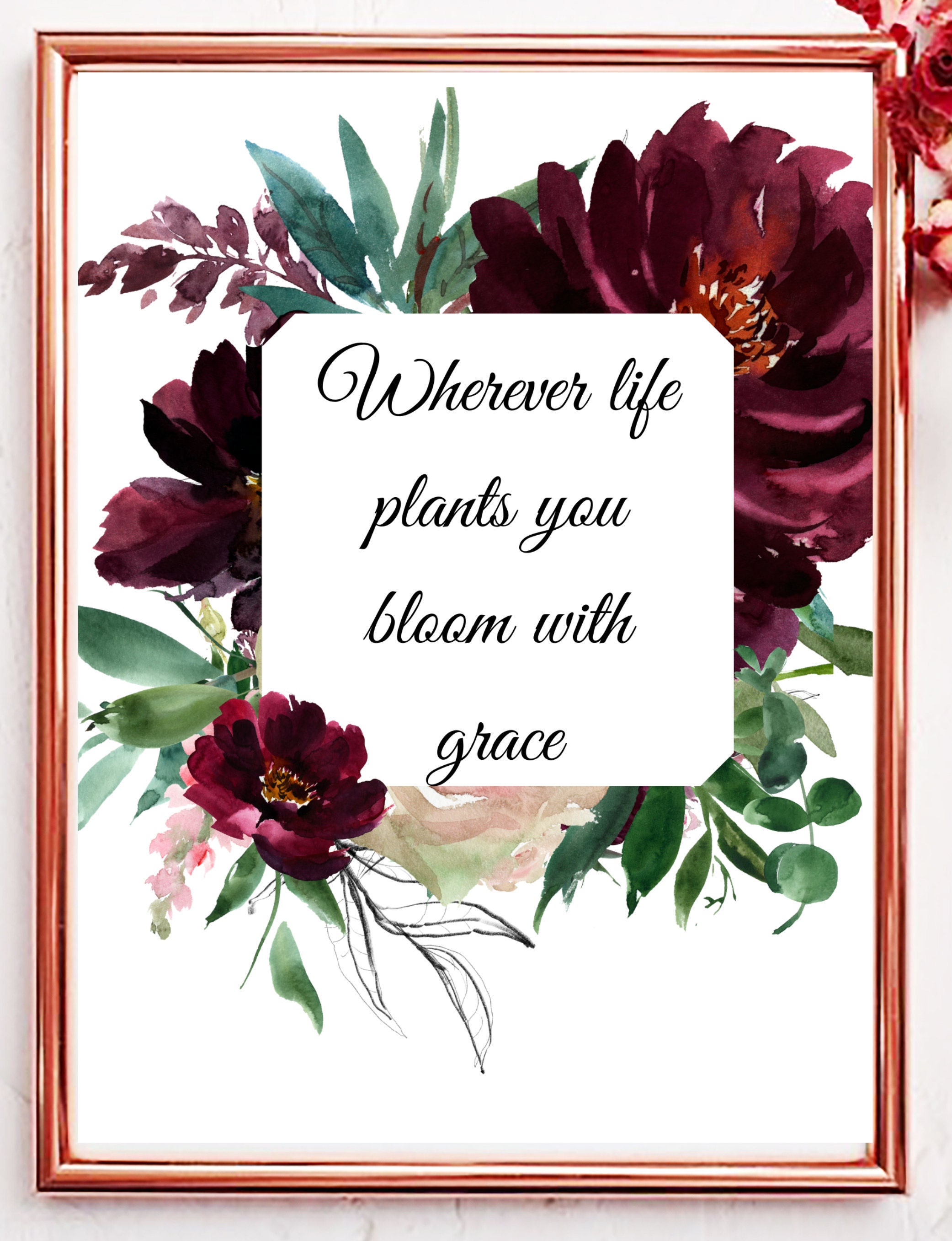 Printable floral quotes Custom Quote Print gift for her | Etsy