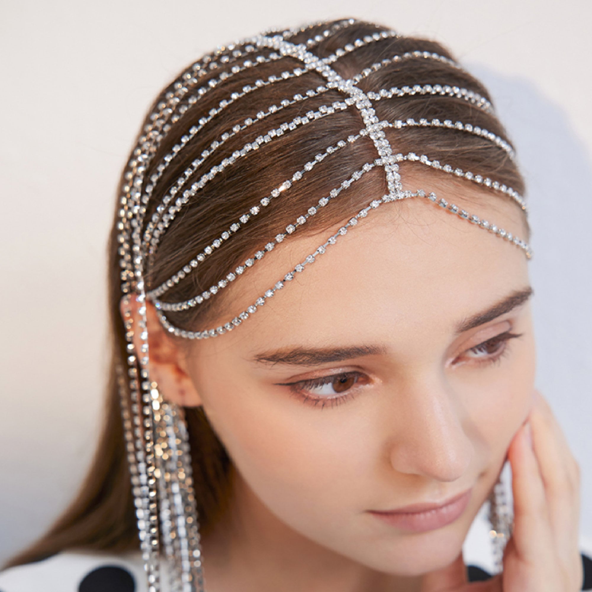 Faux rhinestone tassel headband personality cold wind hair Etsy