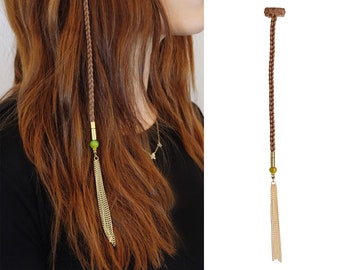 Boho Gold Tassel Hair-clip Amazon.com : Sakytal Boho Gold Head Chain Daisy Flower  main image 2