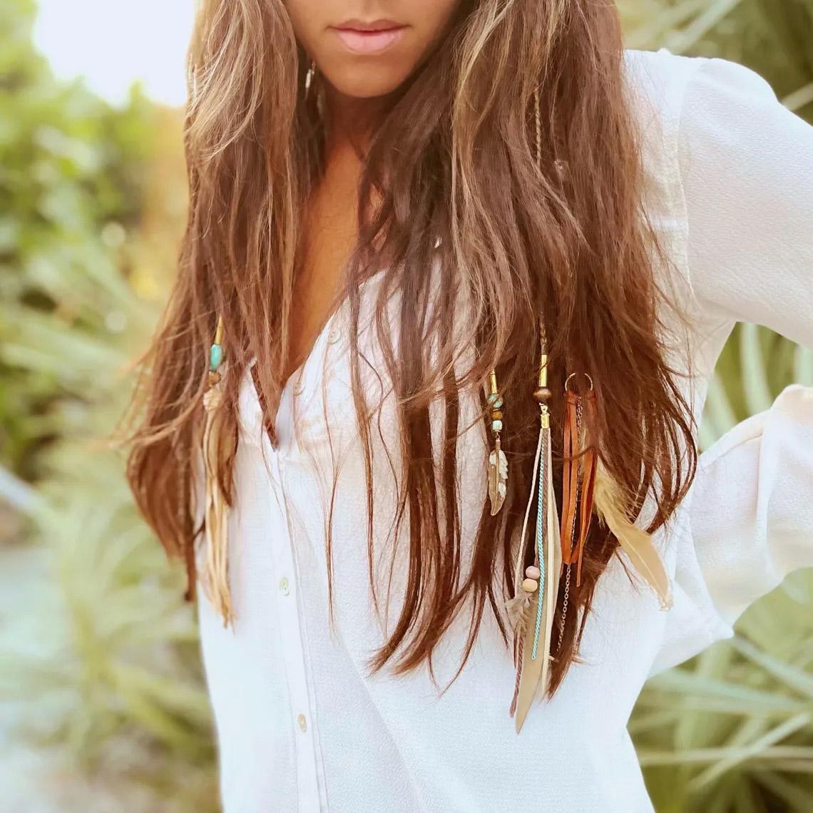 Clip in Feather Hair Charms, Boho Festival Hair Accessories - Etsy